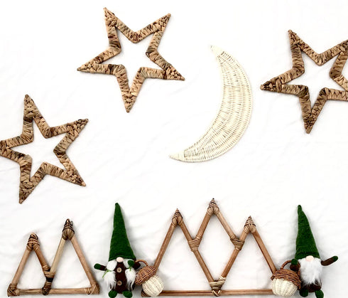 rattan wall art - mountains